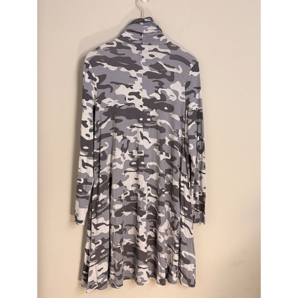 Mudpie Camouflage Print Turtleneck Swing Dress Gray White Black Long Sleeve - Picture 5 of 5